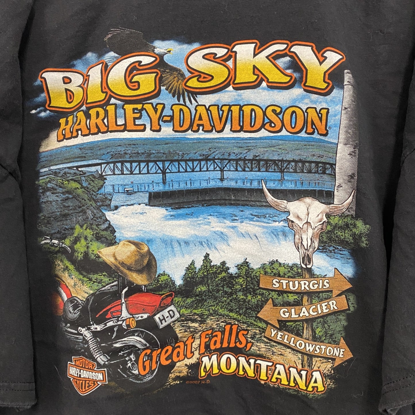00s　HARLEY DAVIDSON　ハーレーダビッドソン　半袖プリントTシャツ　黒　ブラック