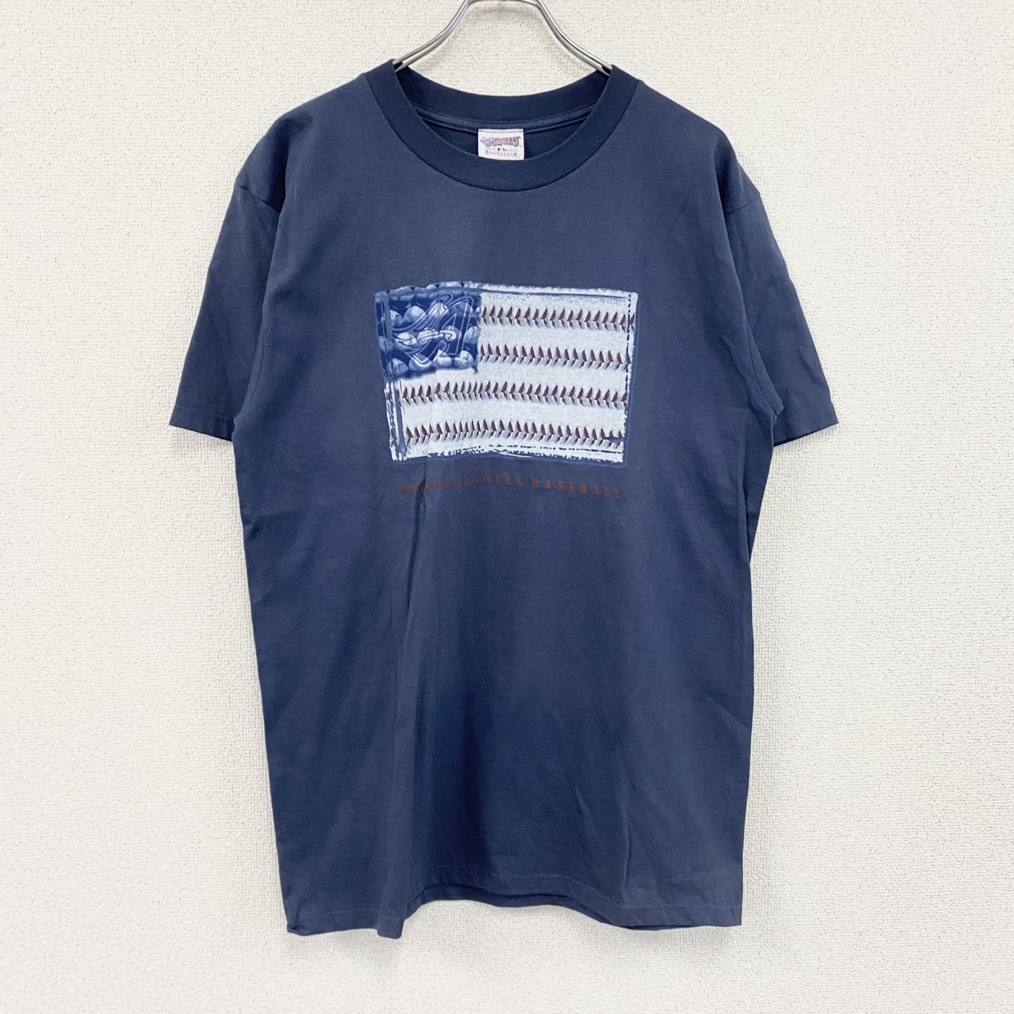 Angels　エンジェルス　半袖プリントTシャツ　フェード　紺　ネイビー　Lサイズ