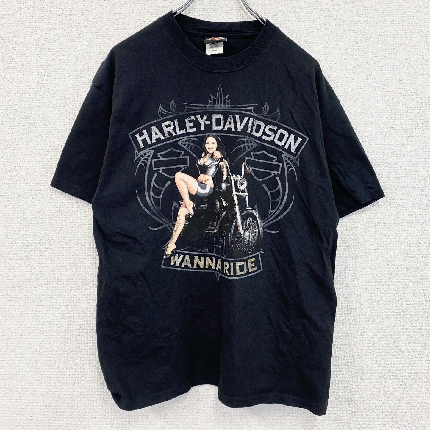 HARLEY DAVIDSON　ハーレーダビッドソン　半袖両面プリントTシャツ　黒　ブラック　Lサイズ