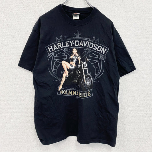 HARLEY DAVIDSON　ハーレーダビッドソン　半袖両面プリントTシャツ　黒　ブラック　Lサイズ