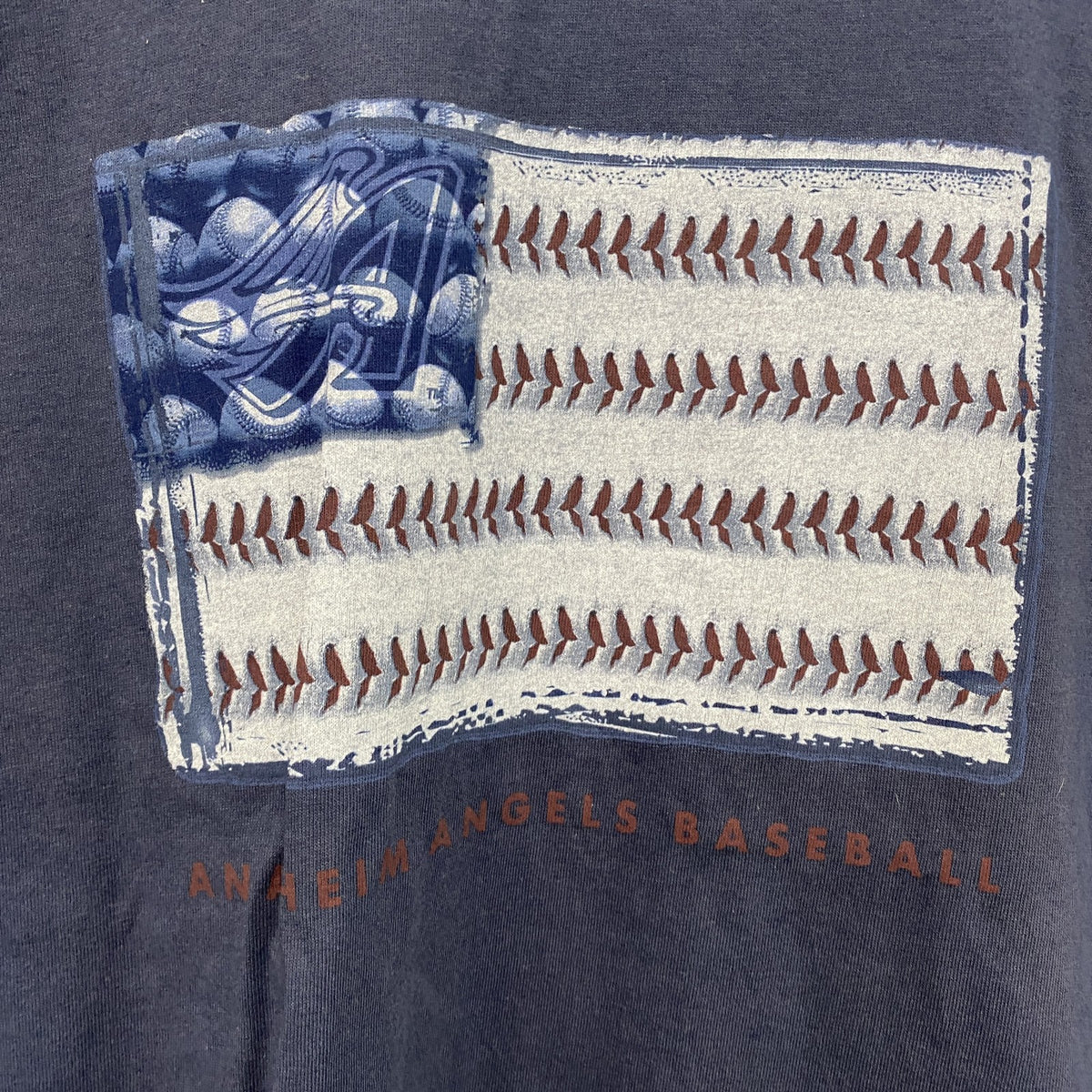 ～00s　Angels　エンジェルス　MLB　半袖プリントTシャツ　タグ付き　未使用品　紺　ネイビー　Lサイズ　古着