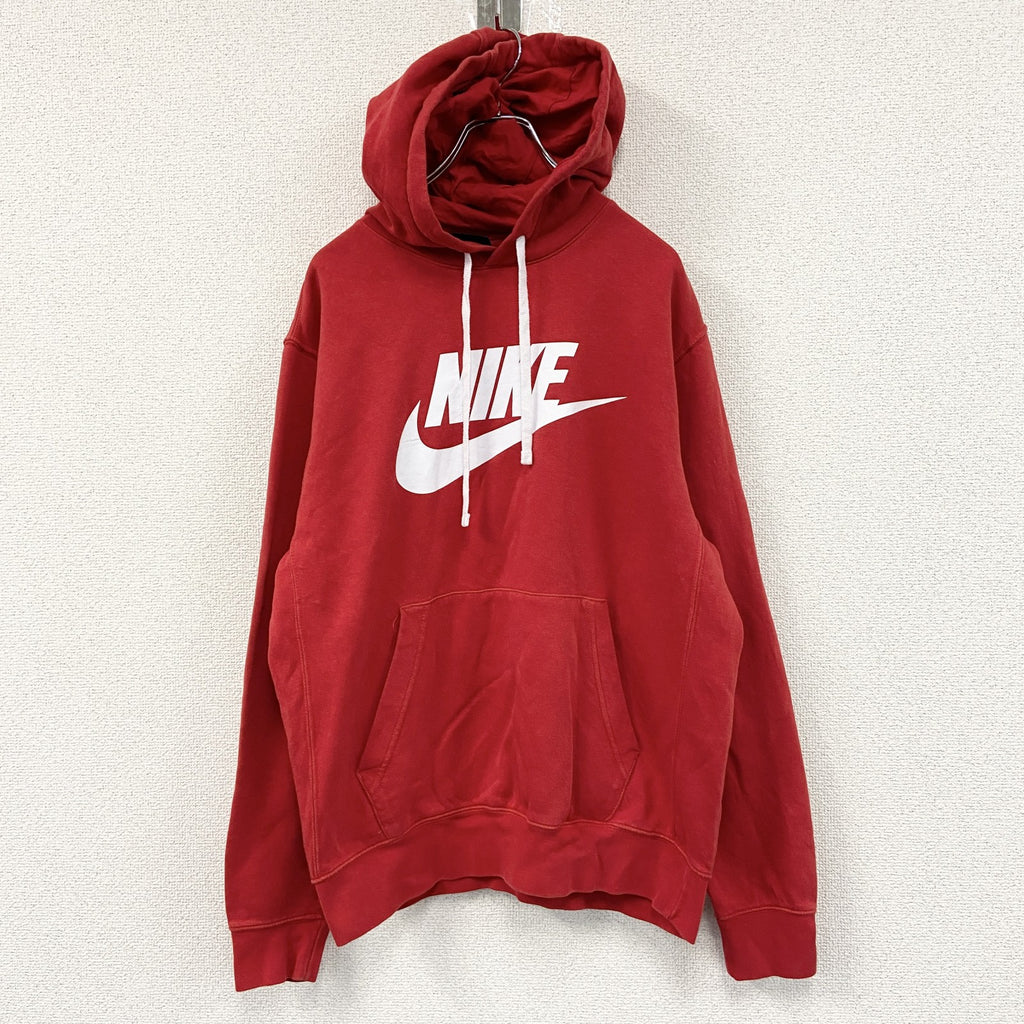 NIKE　ナイキ　スウェットパーカー/フーディー　スウッシュ　デカロゴ　赤　レッド　Mサイズ　古着