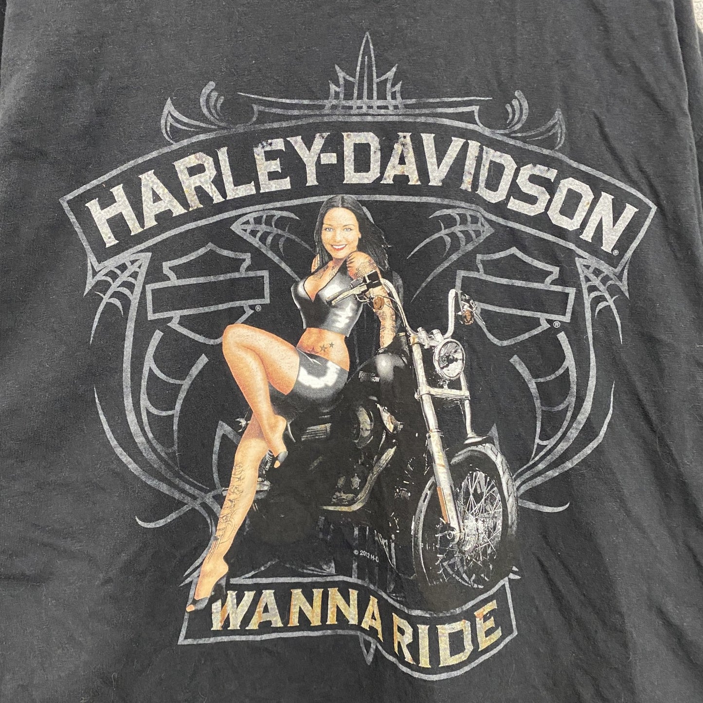 HARLEY DAVIDSON　ハーレーダビッドソン　半袖両面プリントTシャツ　黒　ブラック　Lサイズ