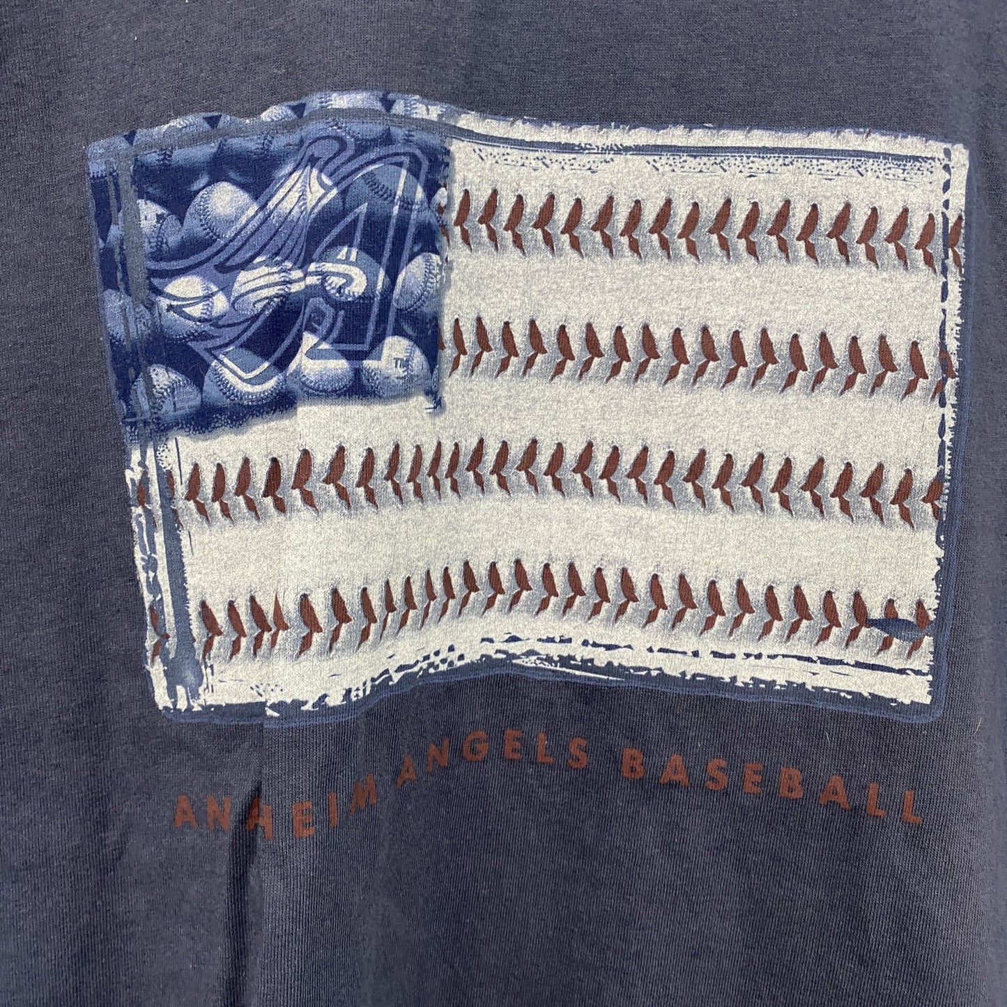 Angels　エンジェルス　半袖プリントTシャツ　フェード　紺　ネイビー　Lサイズ