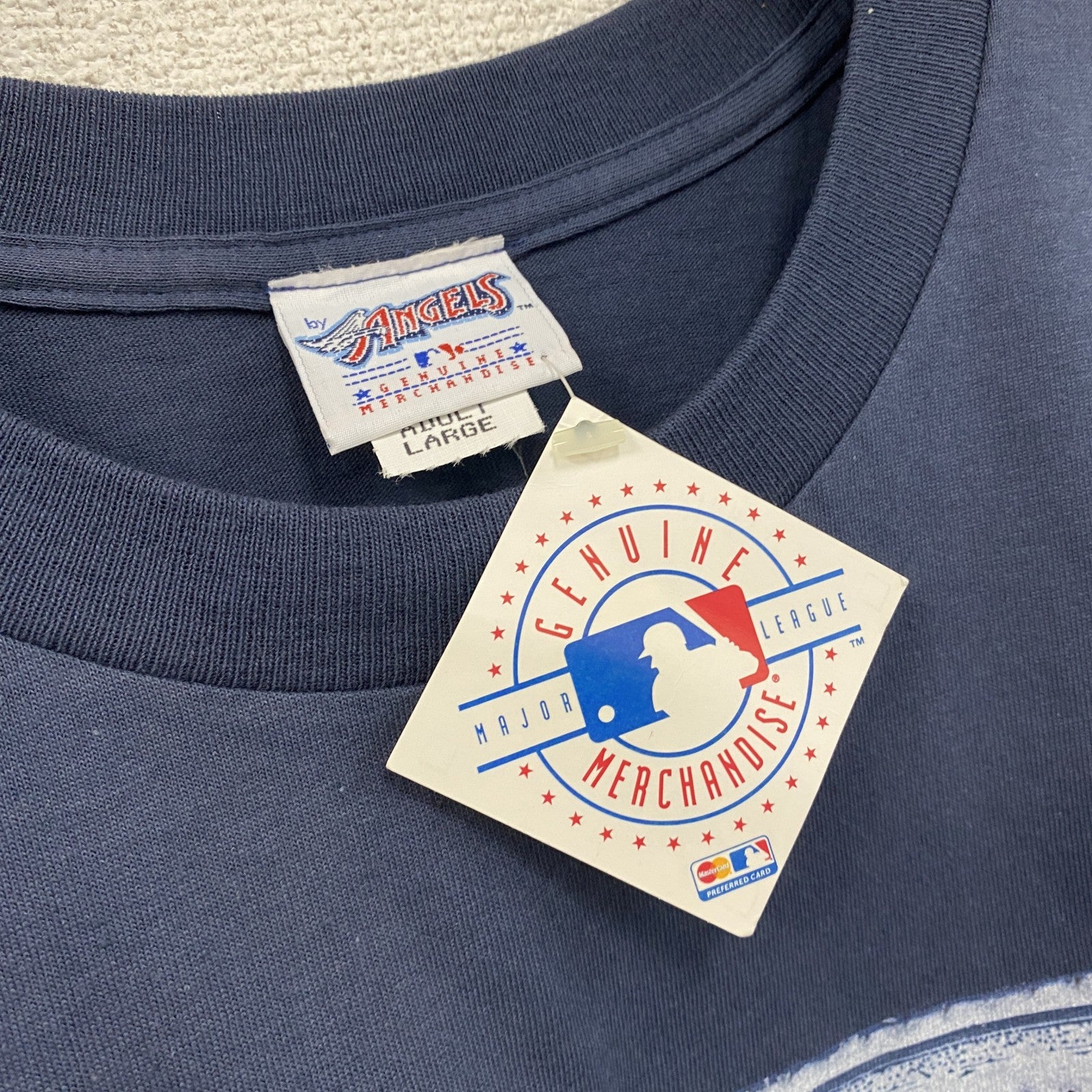 ～00s　Angels　エンジェルス　MLB　半袖プリントTシャツ　タグ付き　未使用品　紺　ネイビー　Lサイズ　古着