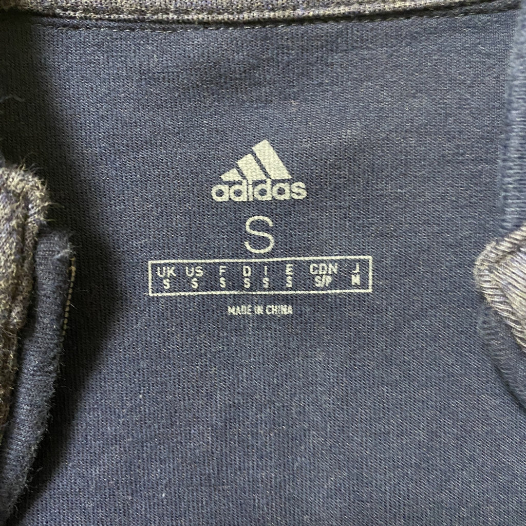 adidas アディダス　長袖ハーフジップワンポイント刺繍スウェット　トレーナー　ネイビー　紺　Sサイズ　古着