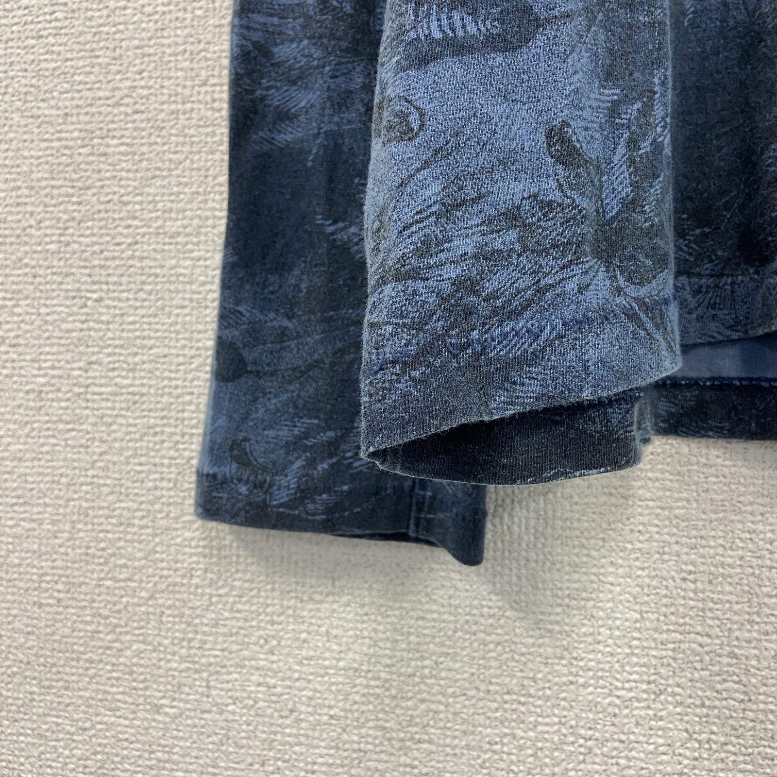 00s～　Petrol INDUSTRIES　長袖Tシャツ/ロンT　シングルステッチ　ヘンリーネック　総柄　青　ブルー　2XLサイズ　古着