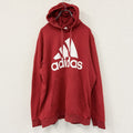 adidas　アディダス　スウェットパーカー/フーディー　パフォーマンスロゴ　デカロゴ　赤　レッド　XLサイズ　古着