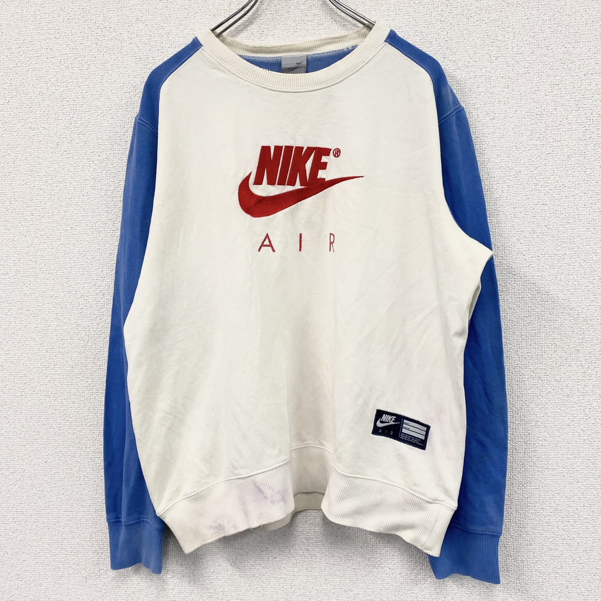 00s　NIKE　ナイキ　スウェット/トレーナー　ヴィンテージ　トリコロールカラー　白　ホワイト　Mサイズ　古着
