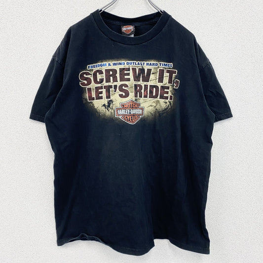00s　HARLEY DAVIDSON　ハーレーダビッドソン　半袖プリントTシャツ　黒　ブラック　XLサイズ