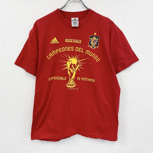 adidas　アディダス　スペイン代表　半袖プリントTシャツ　赤　レッド　Oサイズ
