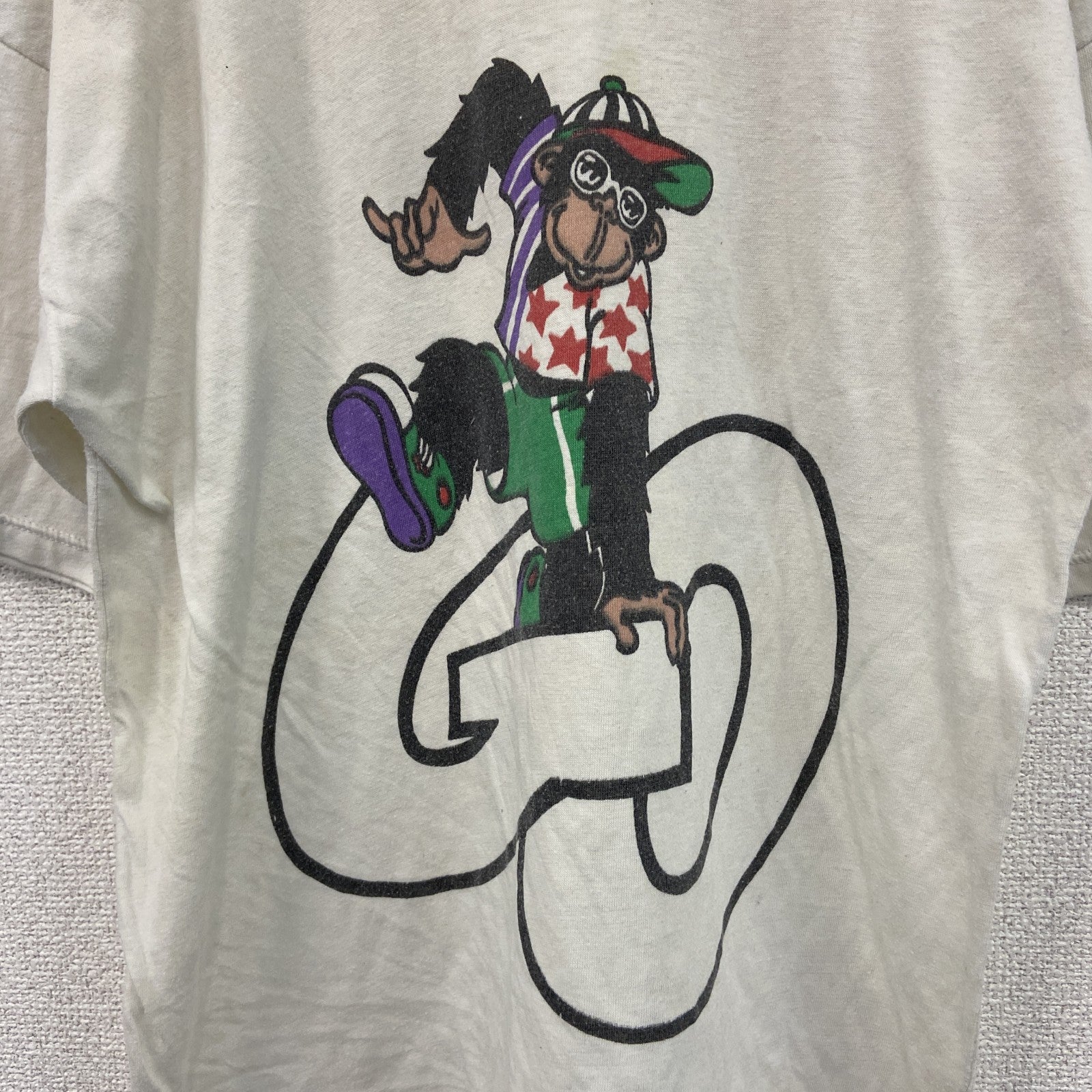 ～90s　半袖プリントTシャツ　モンキー　ユーロヴィンテージ　白　ホワイト　古着