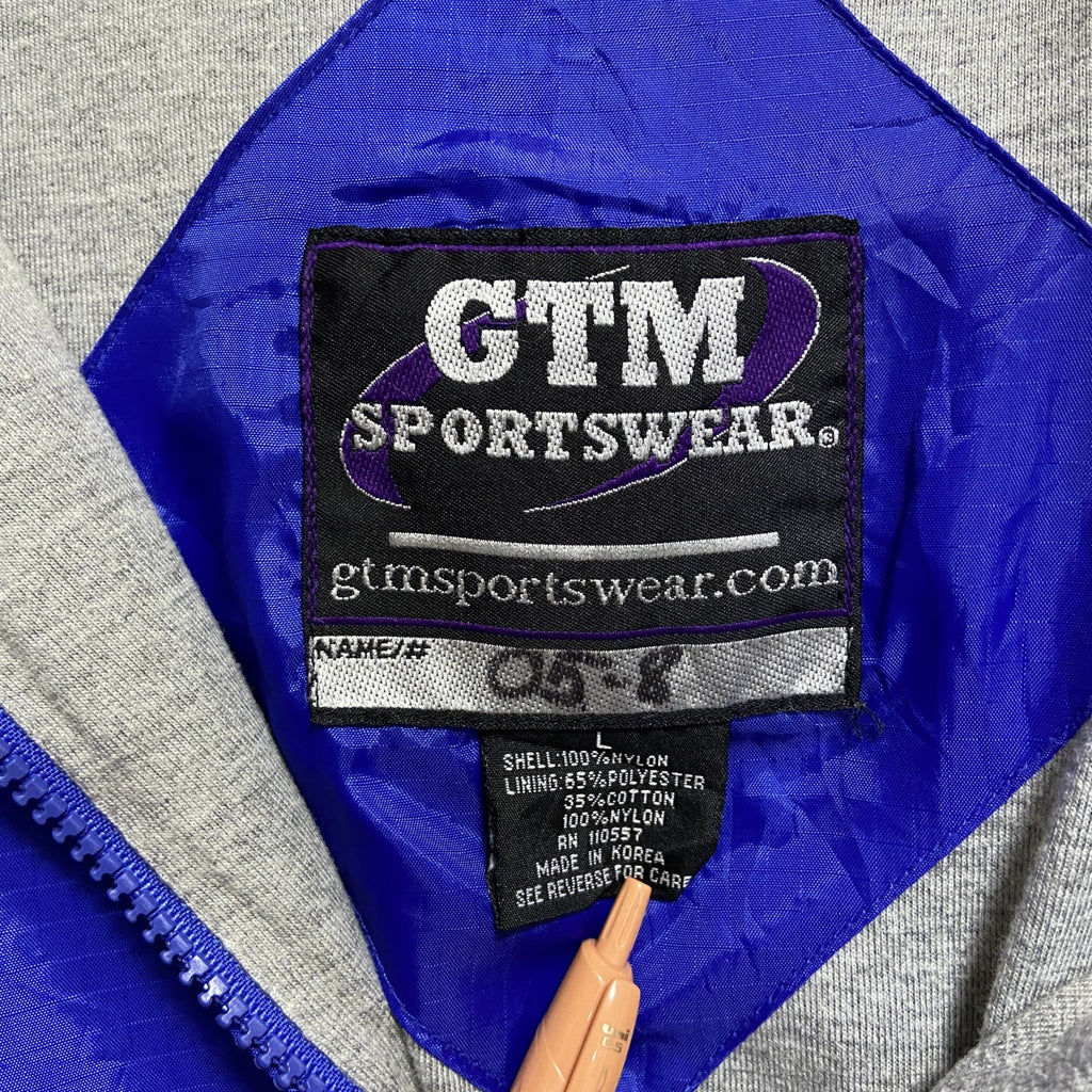 GTM　長袖ハーフジップナイロンプルオーバー　アノラック　ワンポイント刺繍　GVHS EAGLES　青　ブルー　Lサイズ　古着