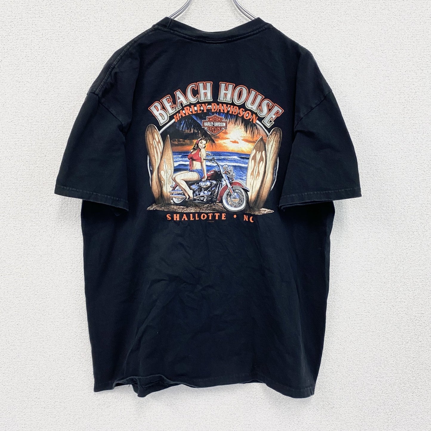 00s　HARLEY DAVIDSON　ハーレーダビッドソン　半袖プリントTシャツ　黒　ブラック　XLサイズ