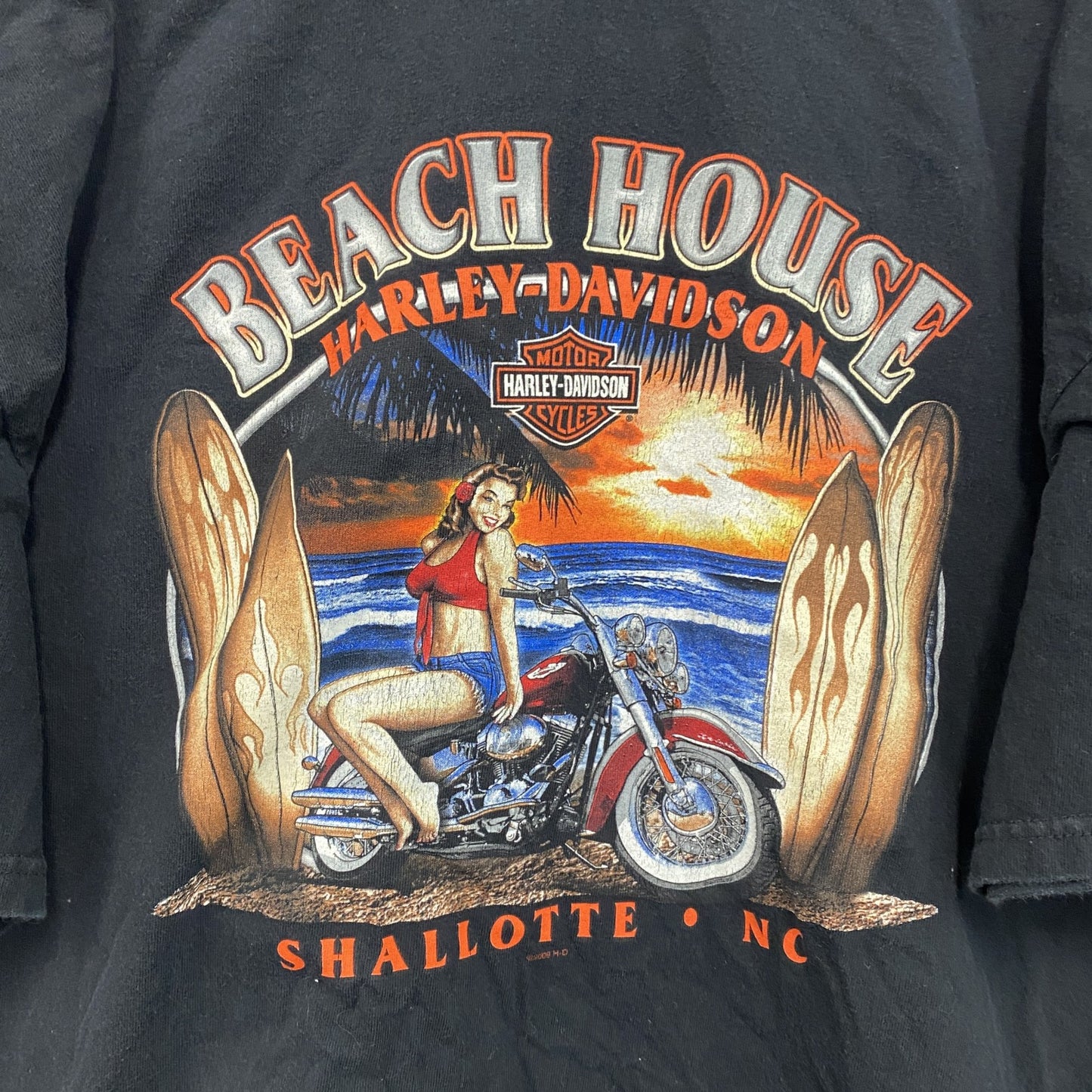 00s　HARLEY DAVIDSON　ハーレーダビッドソン　半袖プリントTシャツ　黒　ブラック　XLサイズ