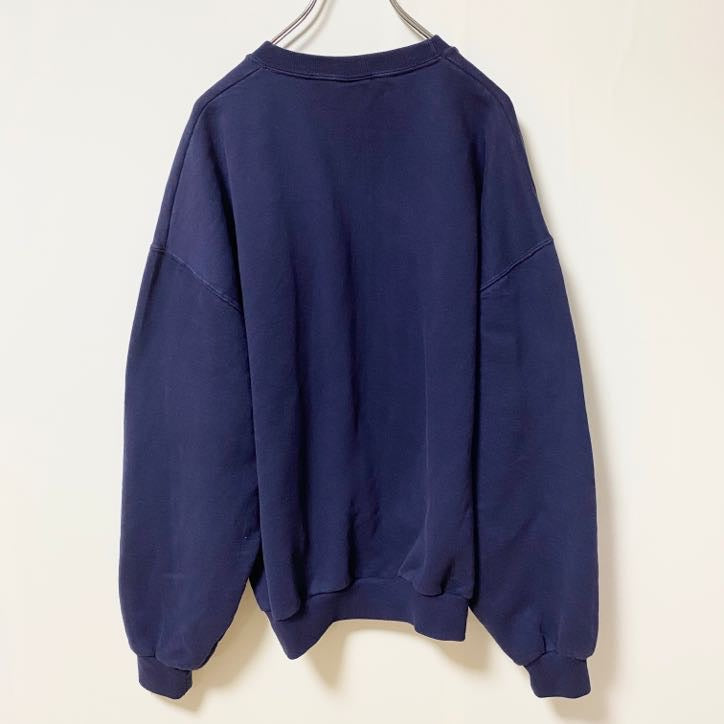 JERZEES　ジャージーズ　スウェット/トレーナー　刺繍ロゴ　フェード　オーバーサイズ　クルーネック　紺　ネイビー　XLサイズ　古着