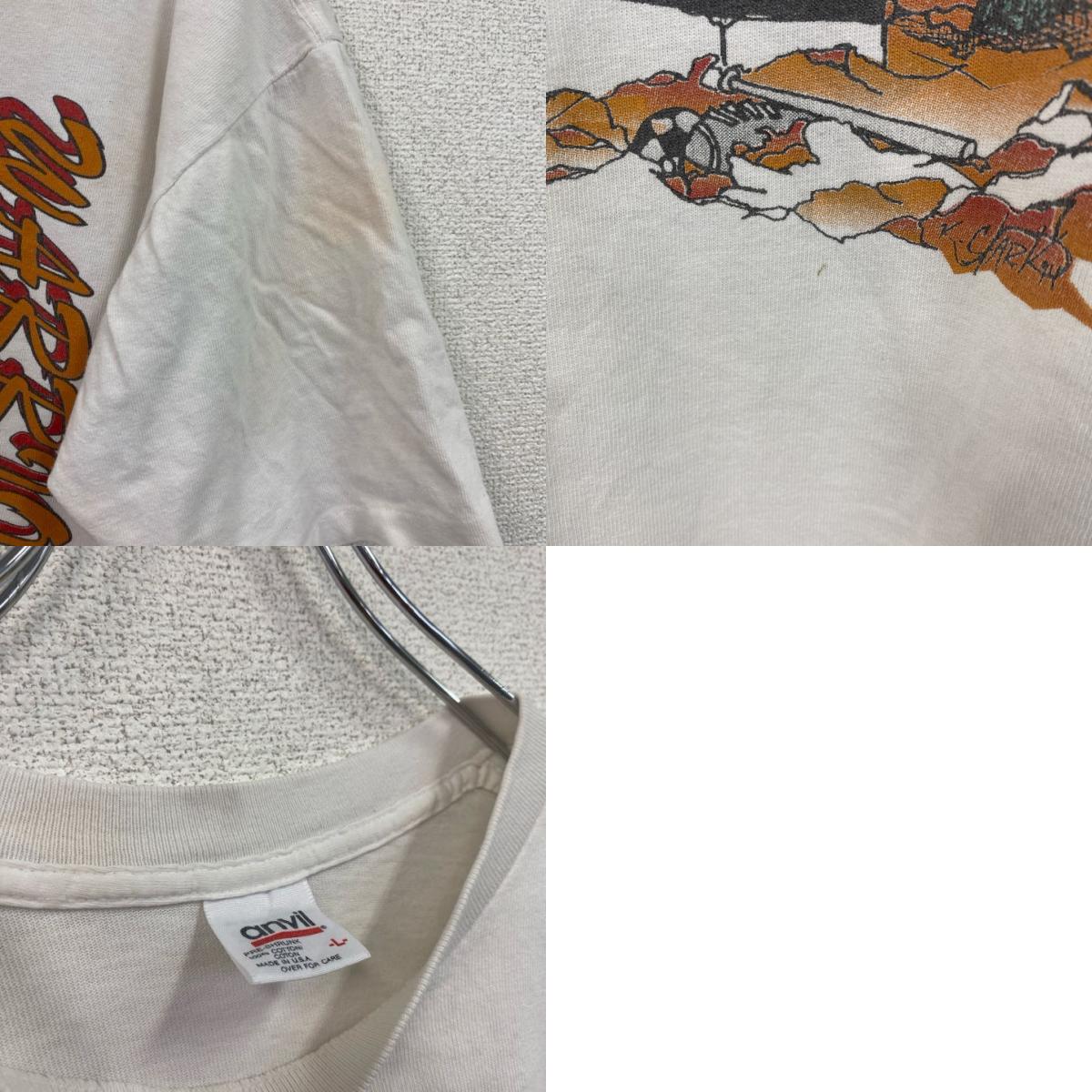 90s　anvil　半袖プリントTシャツ　シングルステッチ　ヴィンテージ　白　ホワイト　Lサイズ　古着
