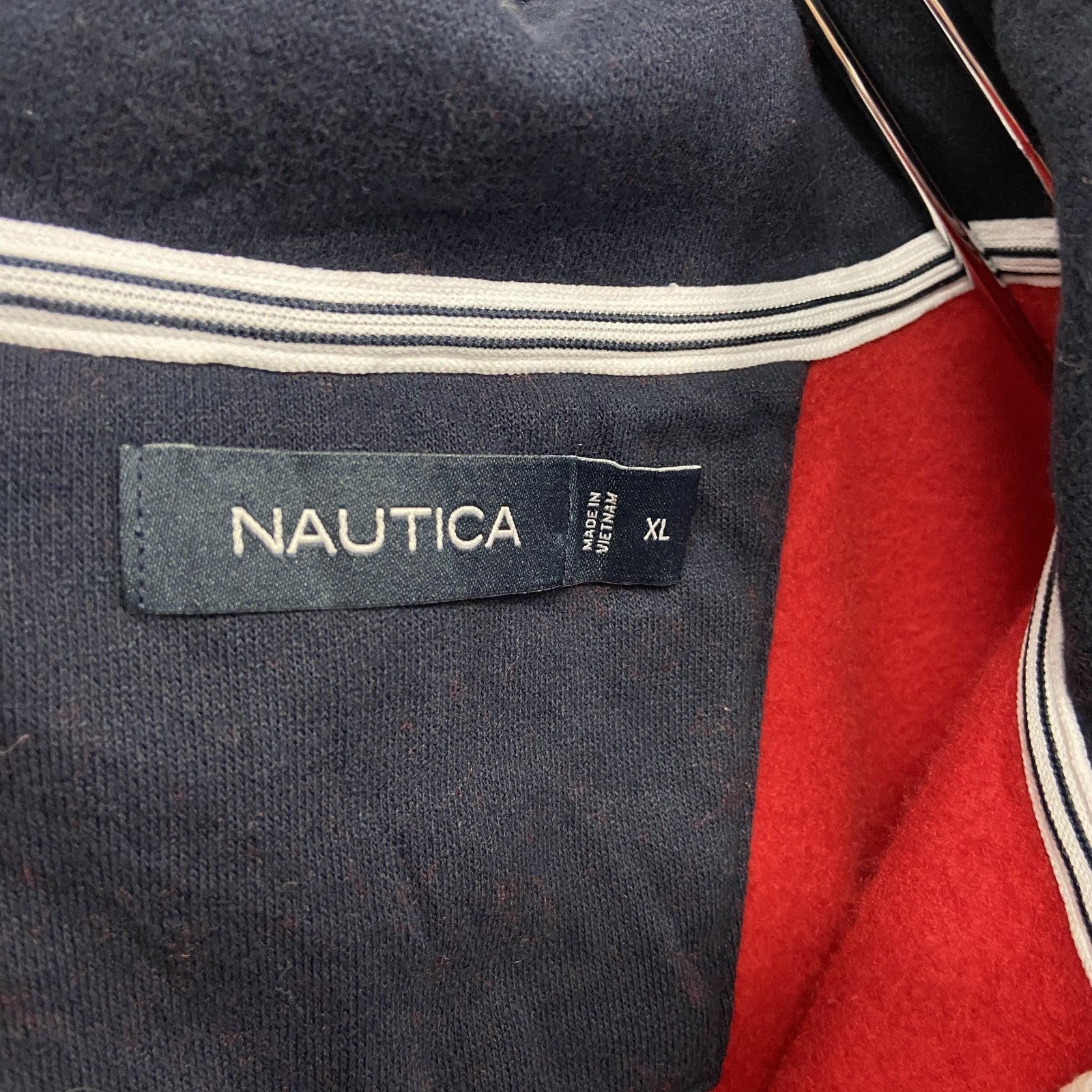 NAUTICA　ノーティカ　ハーフジップスウェット/トレーナー　刺繍ロゴ　赤　レッド　XLサイズ　古着
