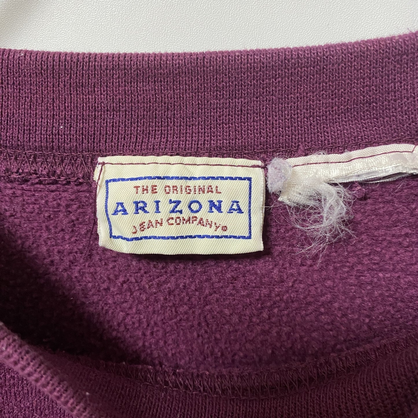 古着 used　ARIZONA 長袖英字刺繍スウェット　クルーネック　トレーナー　レトロデザイン　ワインレッド　えんじ色