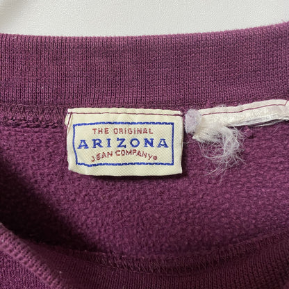 古着 used　ARIZONA 長袖英字刺繍スウェット　クルーネック　トレーナー　レトロデザイン　ワインレッド　えんじ色