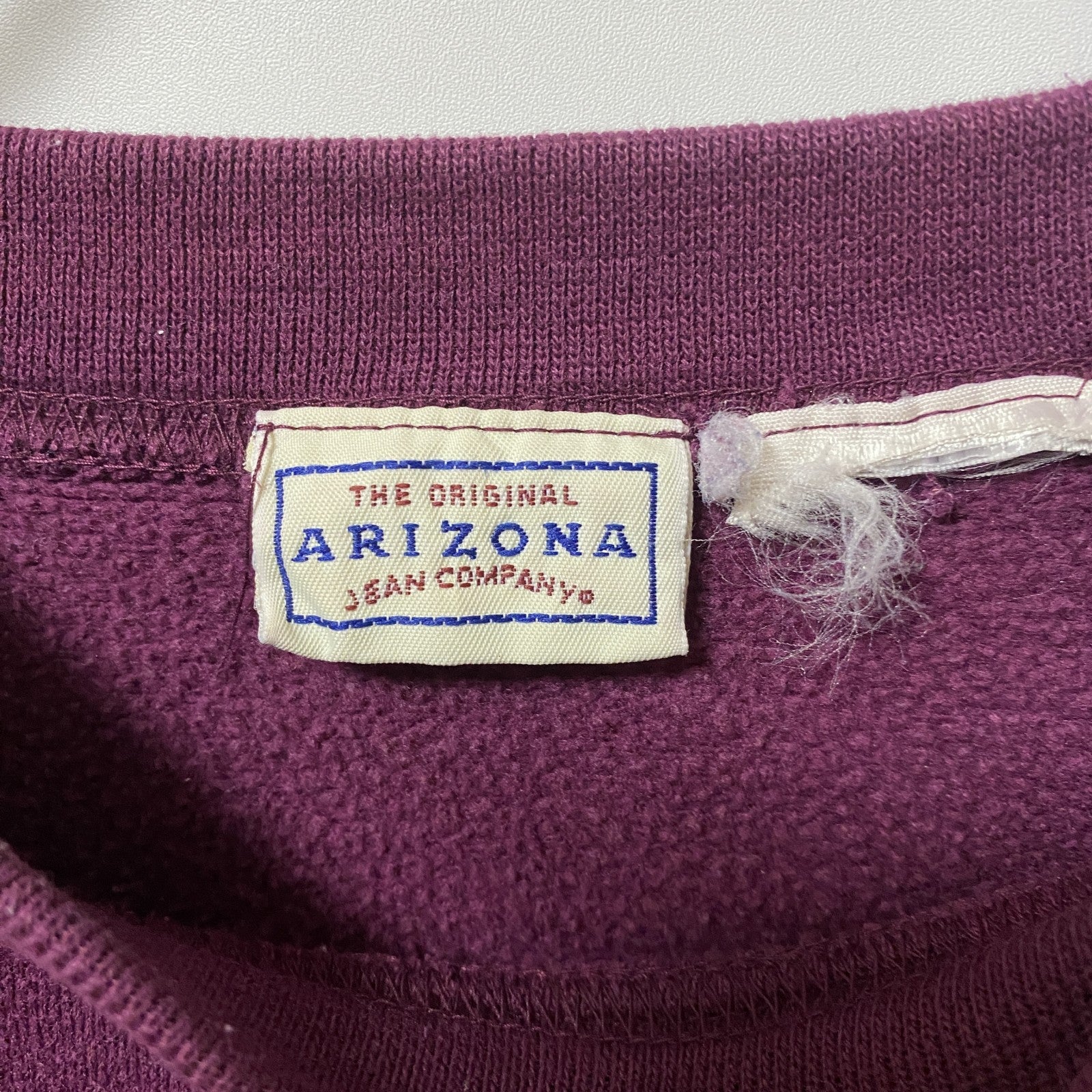 ARIZONA 長袖英字刺繍スウェット　クルーネック　トレーナー　レトロデザイン　ワインレッド　えんじ色　古着