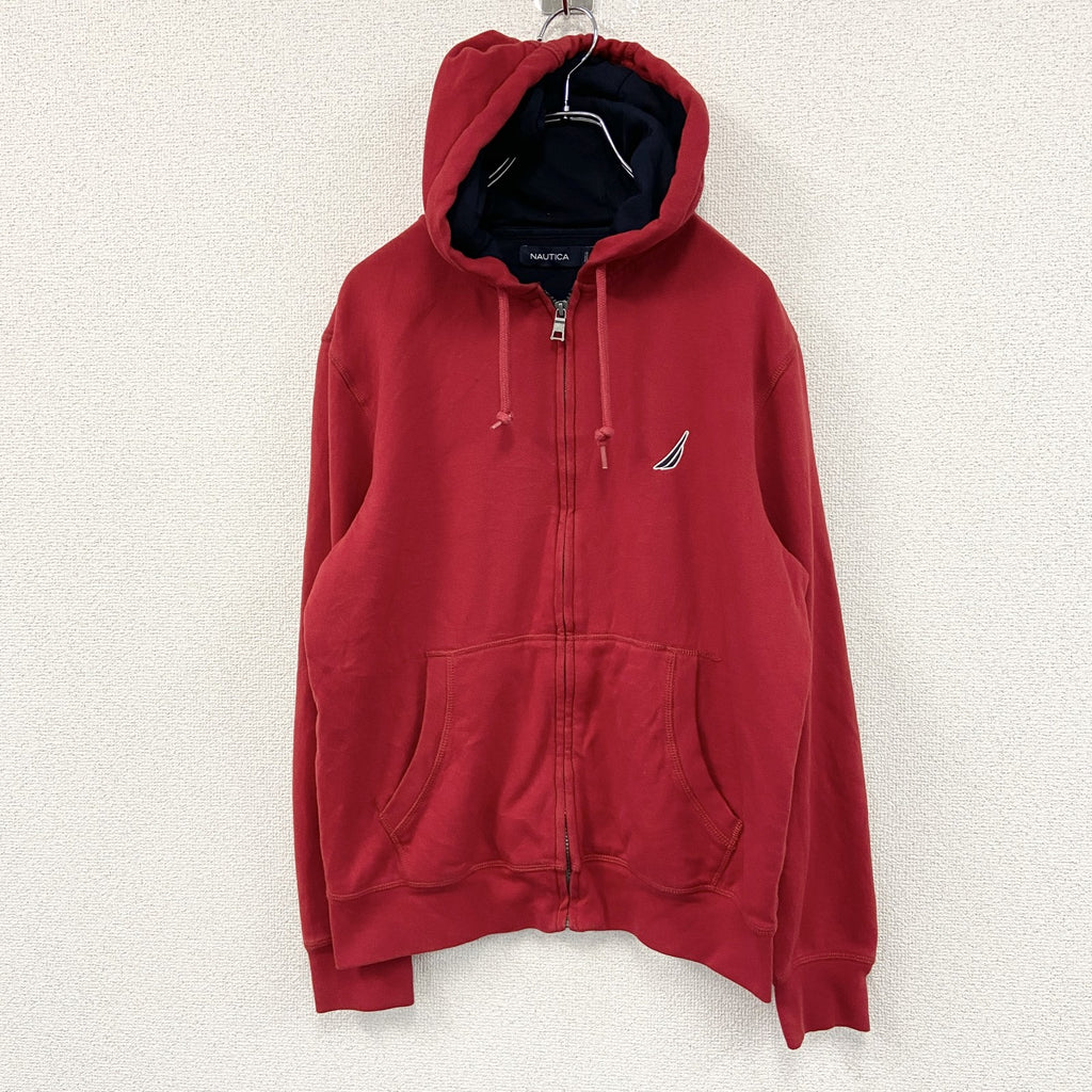 NAUTICA　ノーティカ　フルジップスウェットパーカー/フーディー　赤　レッド　Sサイズ　古着