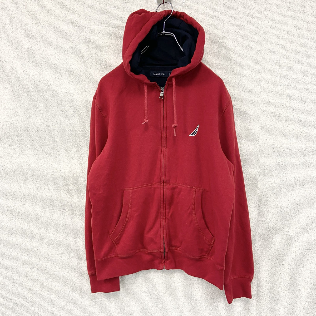 NAUTICA　ノーティカ　フルジップスウェットパーカー/フーディー　赤　レッド　Sサイズ　古着