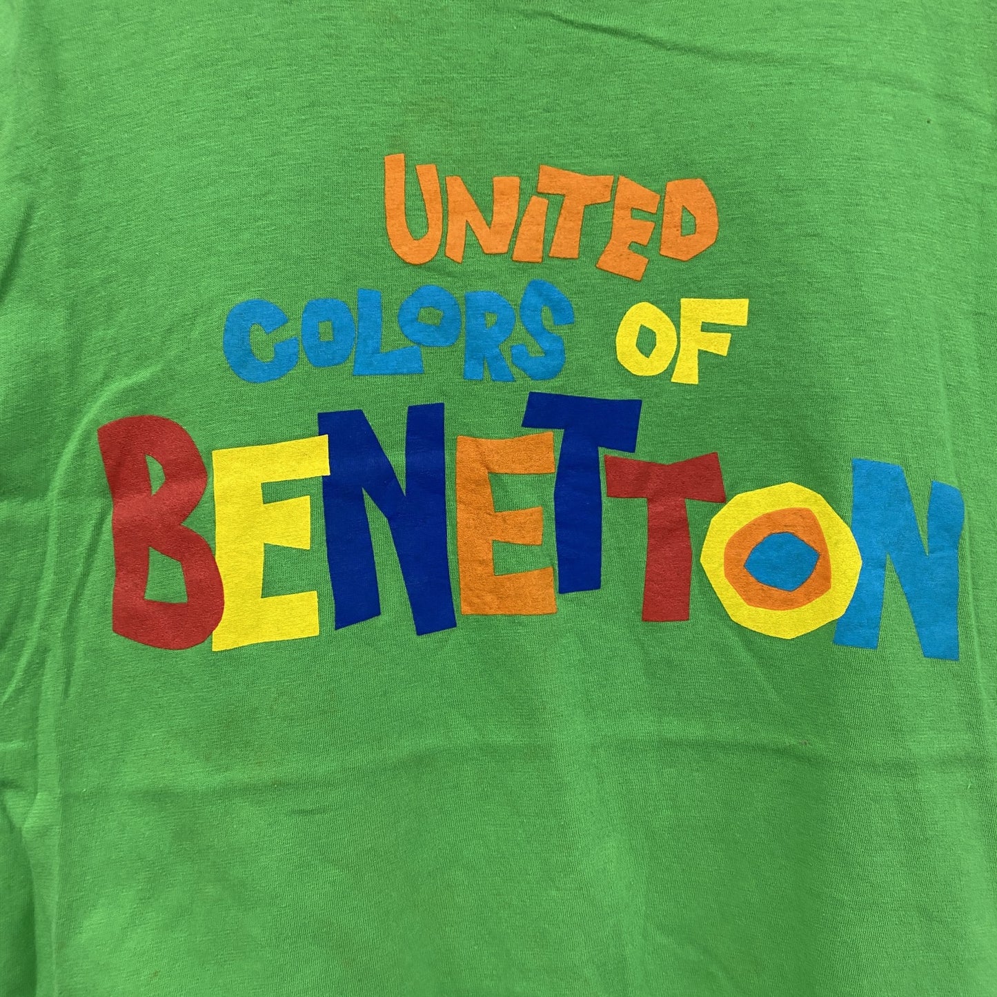 UNITED COLORS OF BENETTON　半袖プリントTシャツ　黄緑　ライトイエロー　46サイズ