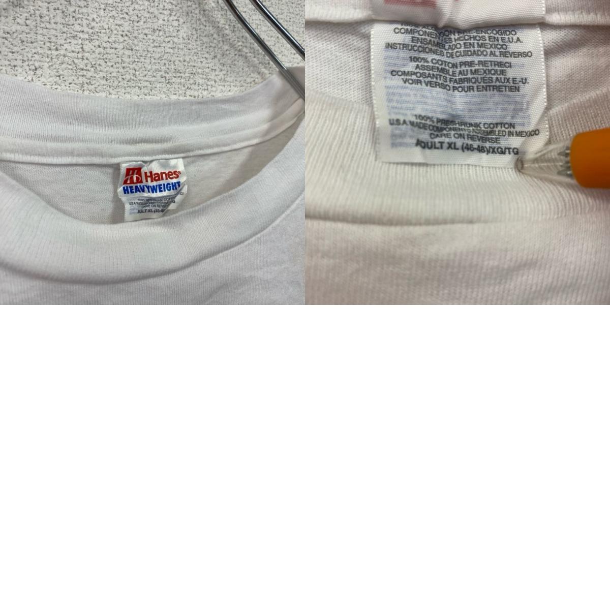 Hanes　ヘインズ　半袖プリントTシャツ　白　ホワイト　XLサイズ　古着