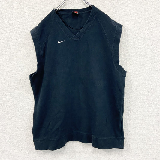 90s　NIKE　ナイキ　コットンニットベスト　スウッシュ　ヴィンテージ　黒　ブラック　Lサイズ