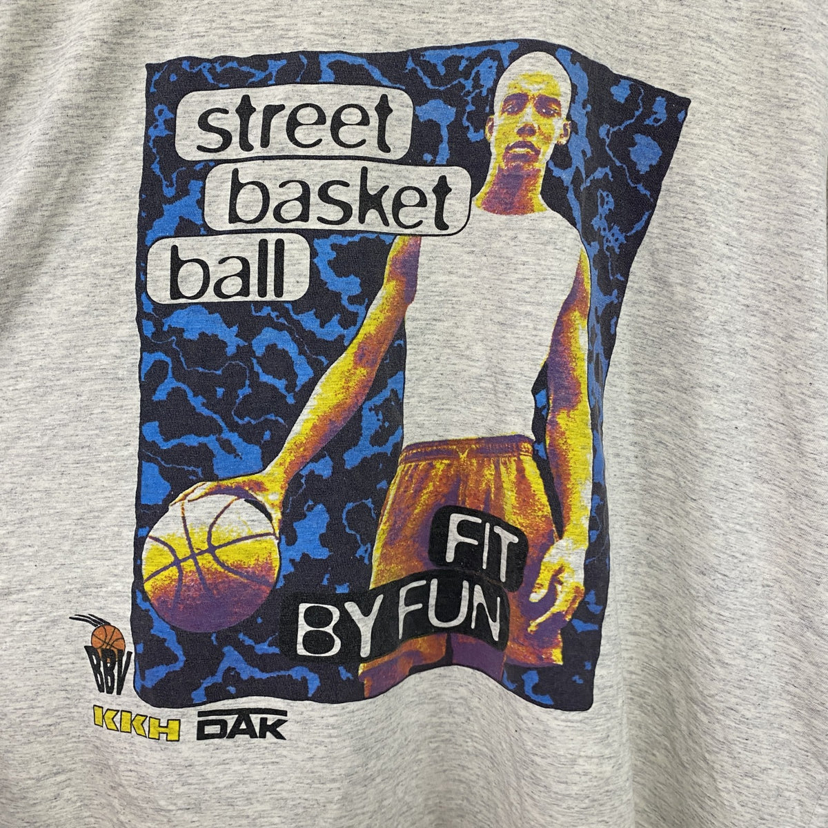 ～90s　半袖プリントTシャツ　人物T　ユーロヴィンテージ　バスケットボール　霜降りグレー　2XLサイズ　　古着