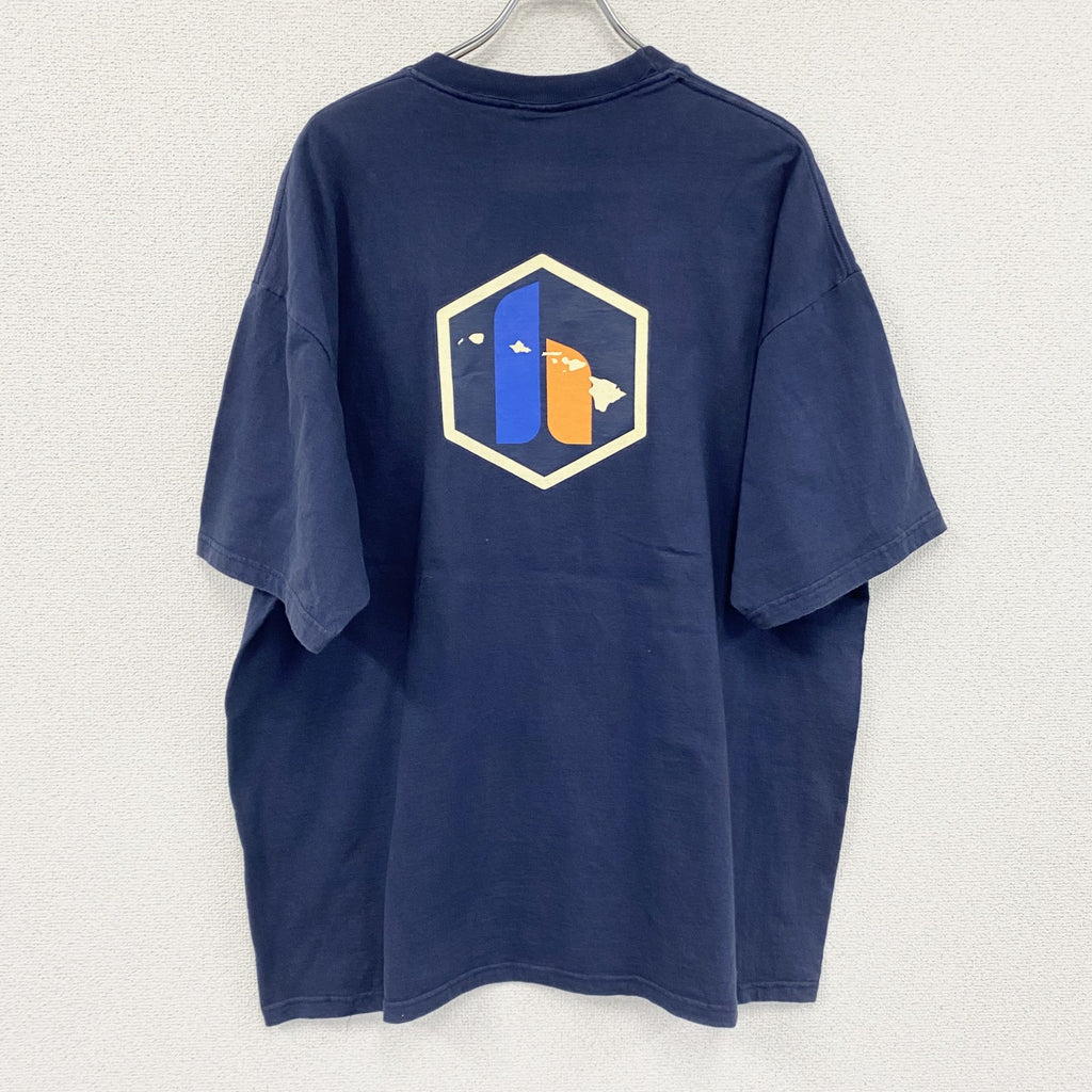 00s　CADRE　半袖プリントTシャツ　HAWAII　サーフィン　サーファー　企業ロゴ　ヴィンテージ　紺　ネイビー　XLサイズ　古着