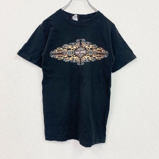 90s　HARLEY DAVIDSON　ハーレーダビッドソン　半袖プリントTシャツ　黒　ブラック　Sサイズ