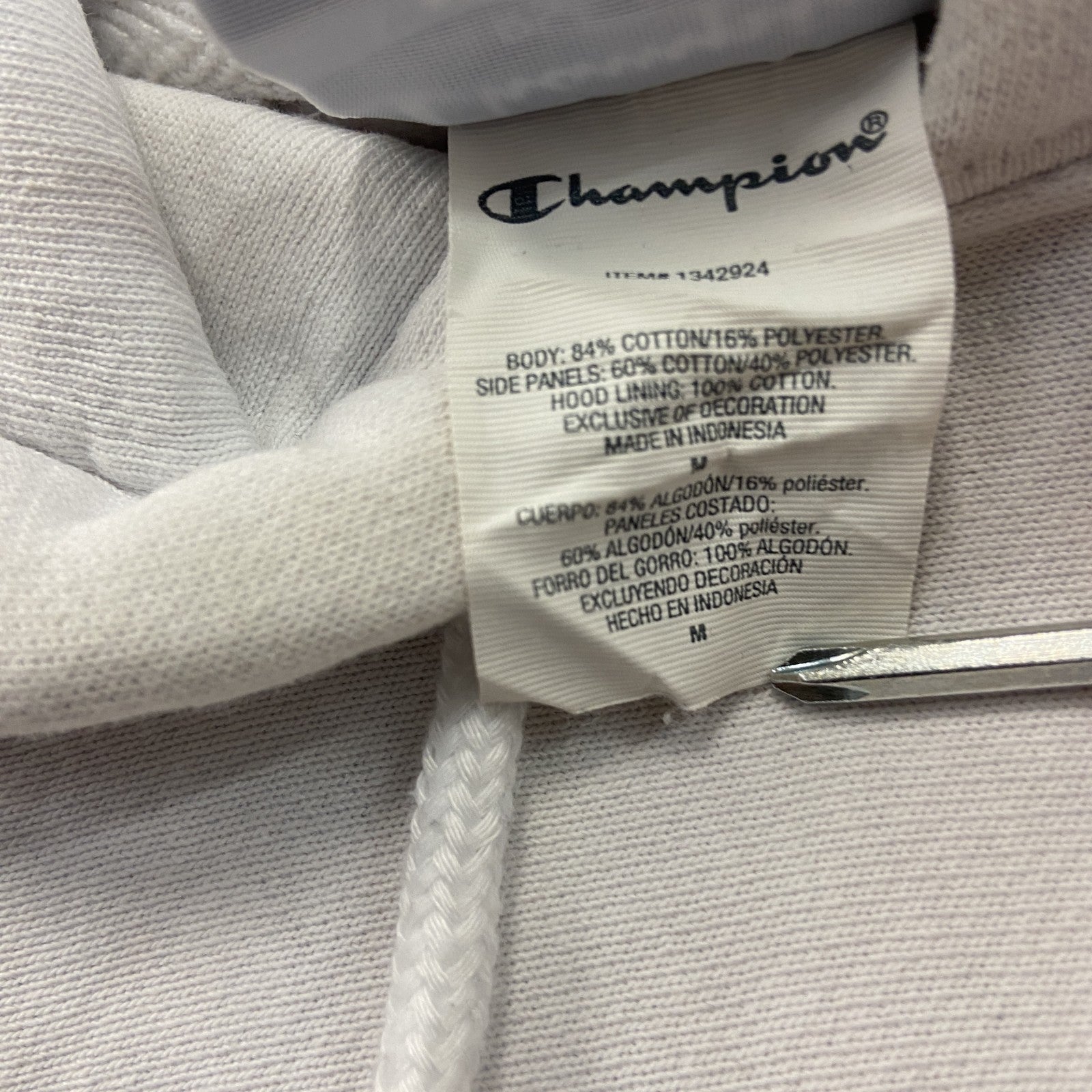 Champion　チャンピオン　リバースウィーブ　スウェットパーカー/フーディー　ヘビーウエイト　現行　白　ホワイト　Mサイズ トレーナー スウェットトップス フード付き 古着