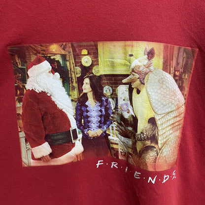 古着 used　FRIENDS　長袖プリントスウェット　トレーナー　クリスマス　サンタ　赤　レッド　ビッグシルエット　XLサイズ