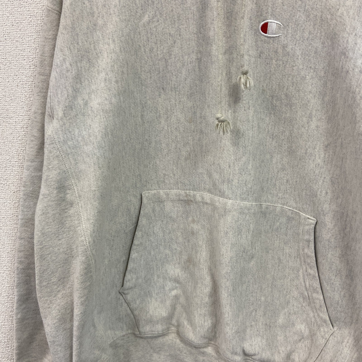 Champion　チャンピオン　リバースウィーブ　スウェットパーカー/フーディー　刺繍ロゴ　ワンポイント　現行　霜降りグレー　Lサイズ　古着