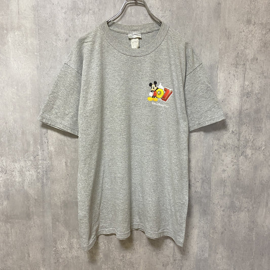 古着 used　Disney World　ディズニー　ミッキー　半袖オフィシャルプリントTシャツ　バックプリント　グレー　Lサイズ