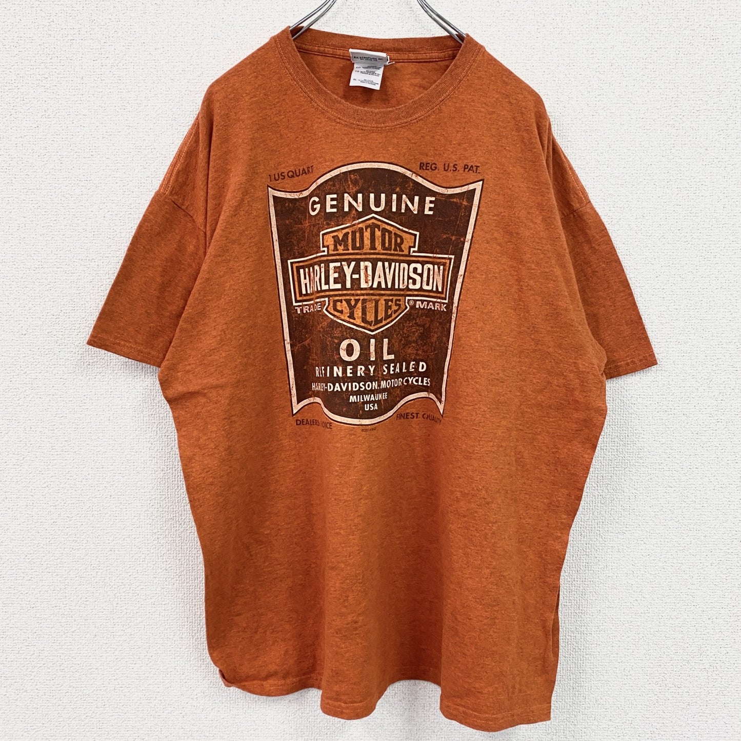 00s　HARLEY DAVIDSON　ハーレーダビッドソン　半袖両面プリントTシャツ　オレンジ　XLサイズ