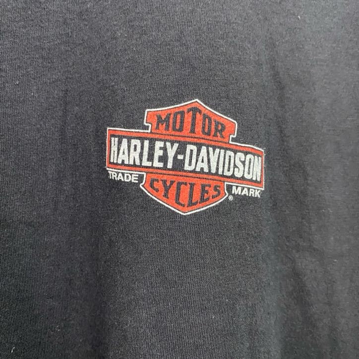 HARLEY DAVIDSON　ハーレーダビッドソン　長袖プリントTシャツ　黒　ブラック　XLサイズ