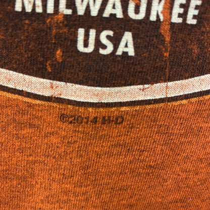 00s　HARLEY DAVIDSON　ハーレーダビッドソン　半袖両面プリントTシャツ　オレンジ　XLサイズ