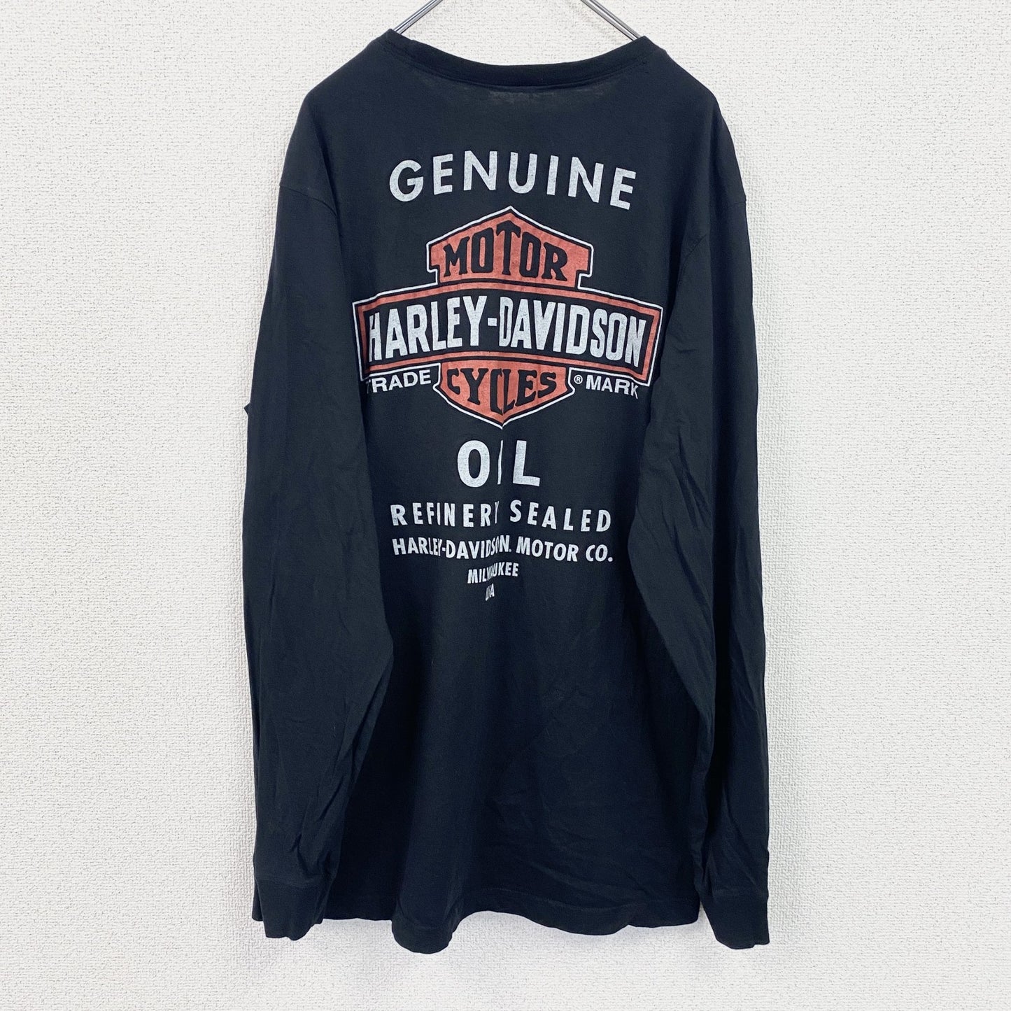 HARLEY DAVIDSON　ハーレーダビッドソン　長袖プリントTシャツ　黒　ブラック　XLサイズ