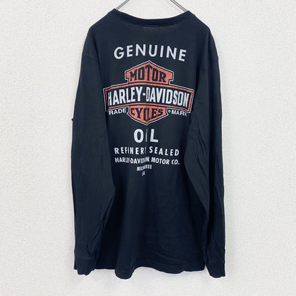 HARLEY DAVIDSON　ハーレーダビッドソン　長袖プリントTシャツ　黒　ブラック　XLサイズ