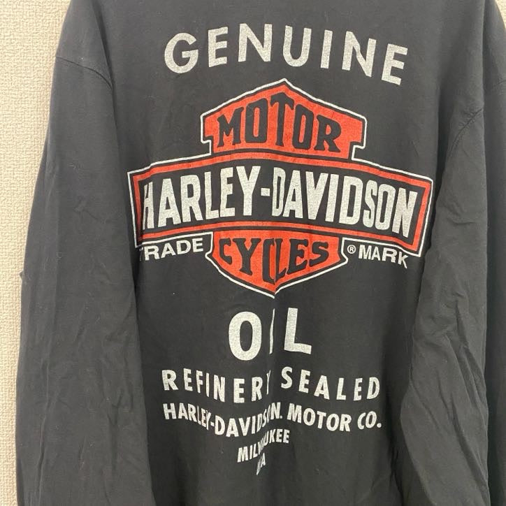 HARLEY DAVIDSON　ハーレーダビッドソン　長袖プリントTシャツ　黒　ブラック　XLサイズ