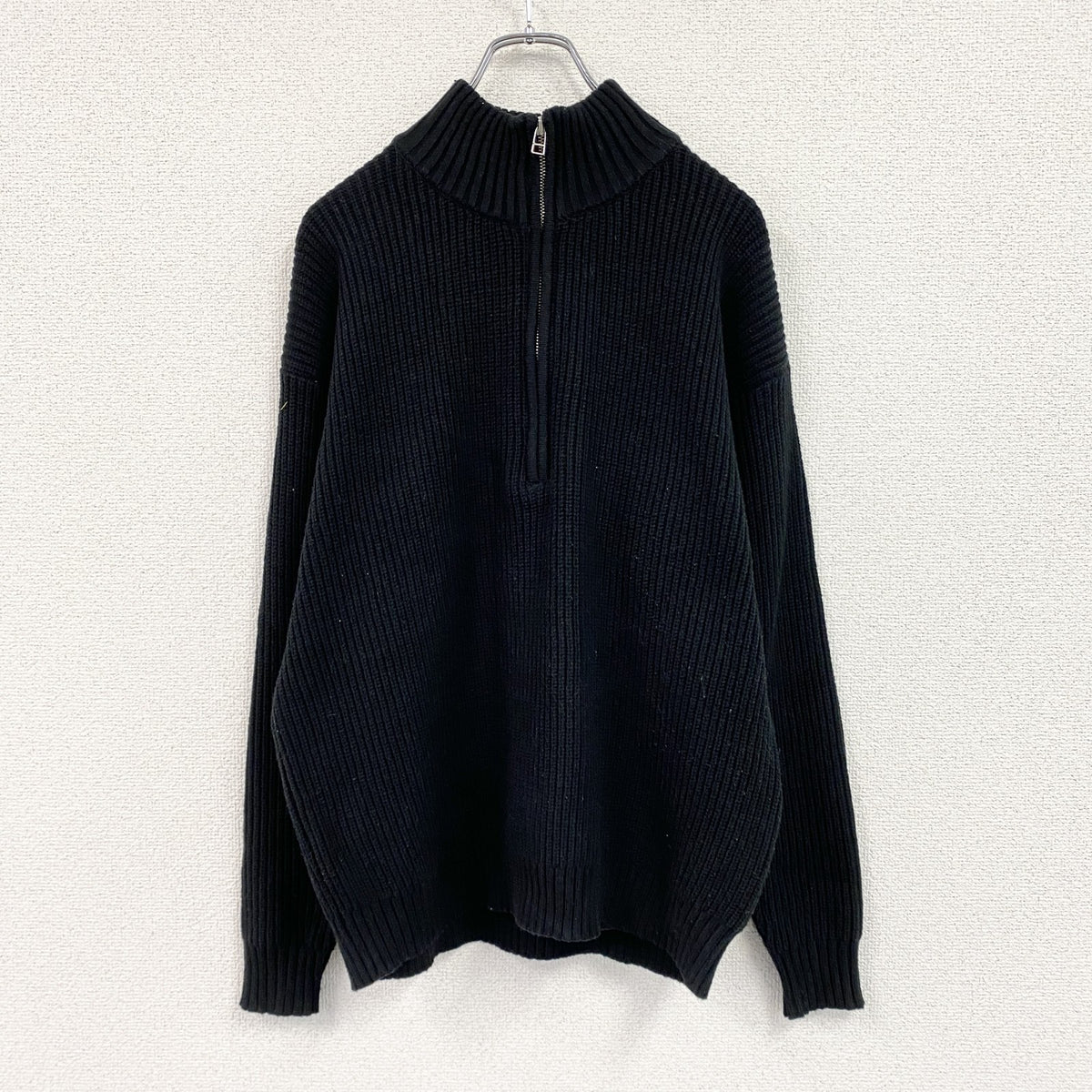 SHIPS　シップス　ハーフジップニットセーター　黒　ブラック　Sサイズ メンズ アクリル ポリエステル 古着