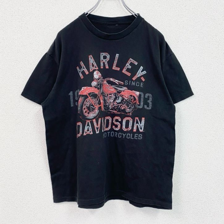 HARLEY DAVIDSON　ハーレーダビッドソン　半袖両面プリントTシャツ　黒　ブラック　