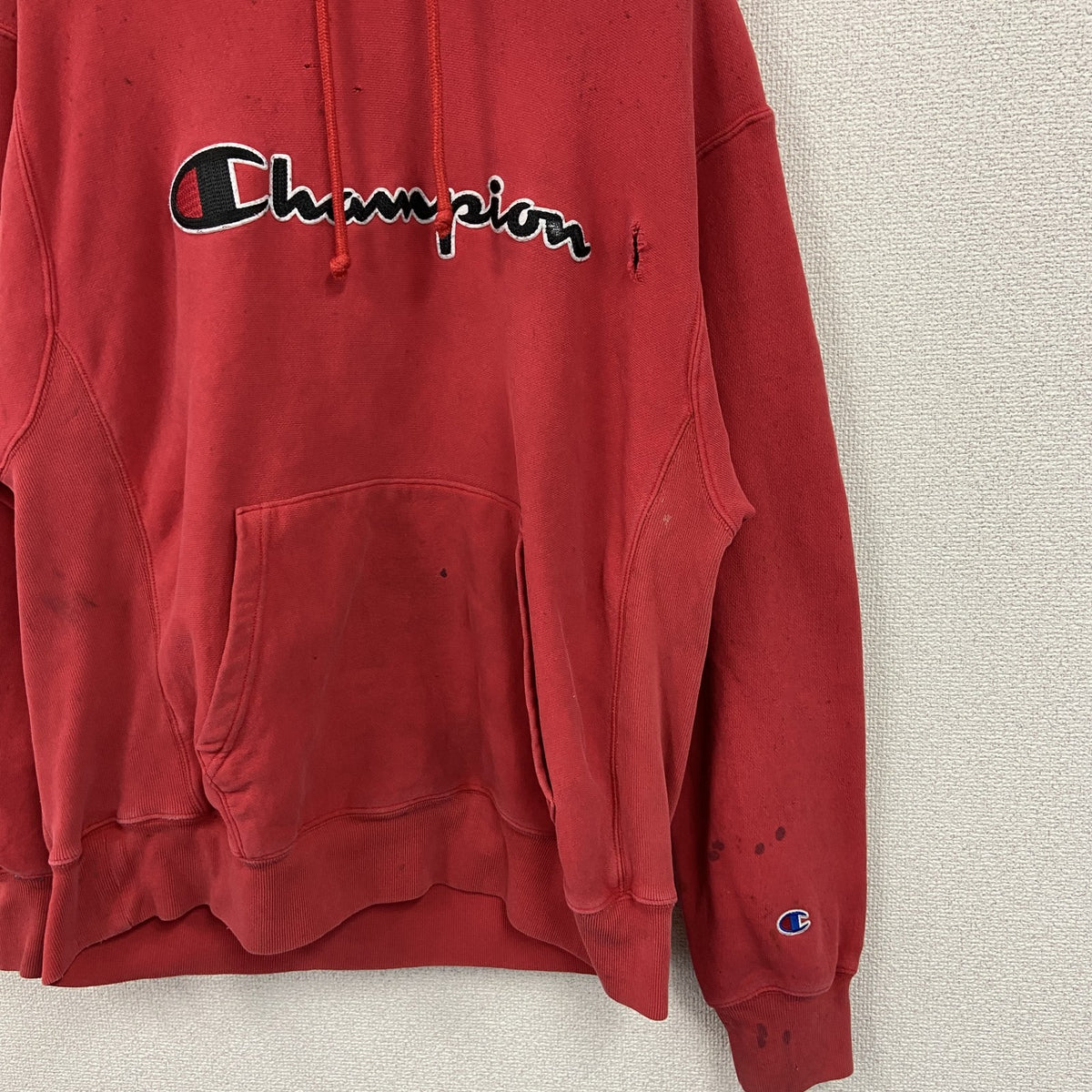 Champion　チャンピオン　リバースウィーブ　スウェットパーカー/フーディー　フェード　現行　赤　レッド　Lサイズ　古着