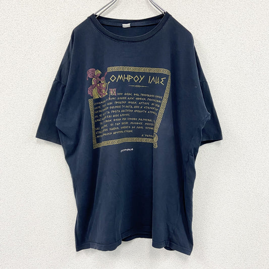 ～00s　OLYMPIA　半袖プリントTシャツ　ヴィンテージ　ホメロス　イーリアス　黒　ブラック