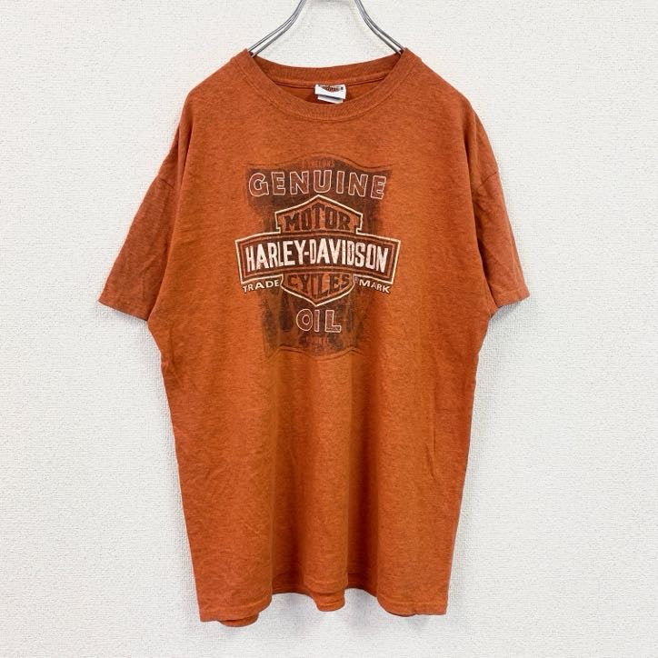HARLEY DAVIDSON　ハーレーダビッドソン　半袖プリントTシャツ　オレンジ　Lサイズ