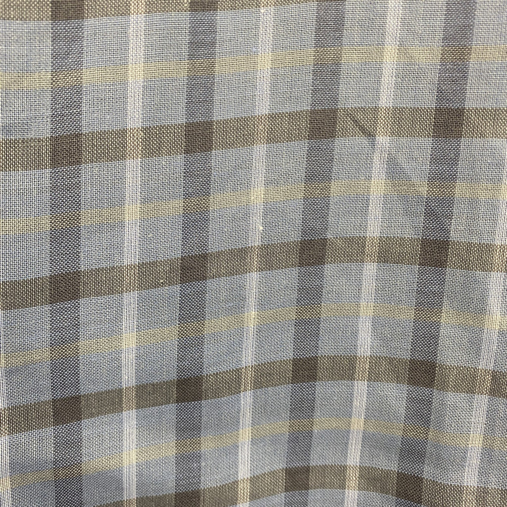 LANVIN CLASSIQUE　ランバン　半袖チェックシャツ　胸ポケット　水色　ライトブルー　Mサイズ　古着