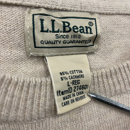 ～00s　L.L.Bean　エルエルビーン　カシミヤ混コットンニットセーター　ヴィンテージ　ベージュ　Lサイズ